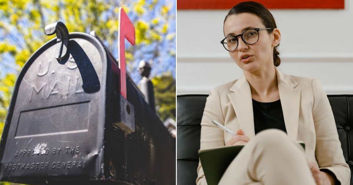 (L) Mailbox outside a house. (R) A woman looking ahead with a confident expression. Representative Cover Image Source: Pexels |  Abstrakt Xxcellence Studios; MART PRODUCTION