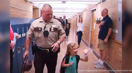 Officer saves 6-week-old baby on a busy freeway—5 years later, his gesture on her first day of kindergarten stuns all