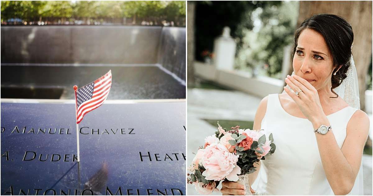 (L) America's 9/11 memorial; (R) A bride crying at her wedding. (Representative Cover Image Source: (L) Pexels; (R) Getty Images | Photo by (L) Josh Withers; (R) Xrobak)