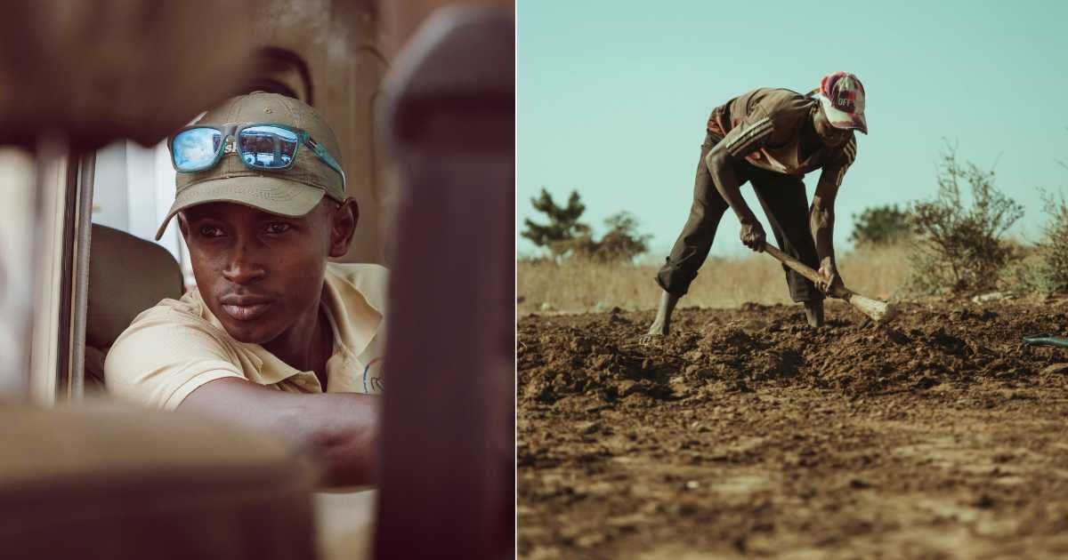 (L) Man looking intently at something unusual; (R) Farmer engrossed in digging at particular spot. (Representative Cover Image Source: (L) Unsplash; (R) Pexels | Photo by (L) Collins Lesulie; (R) Al Ameen Sadiq)