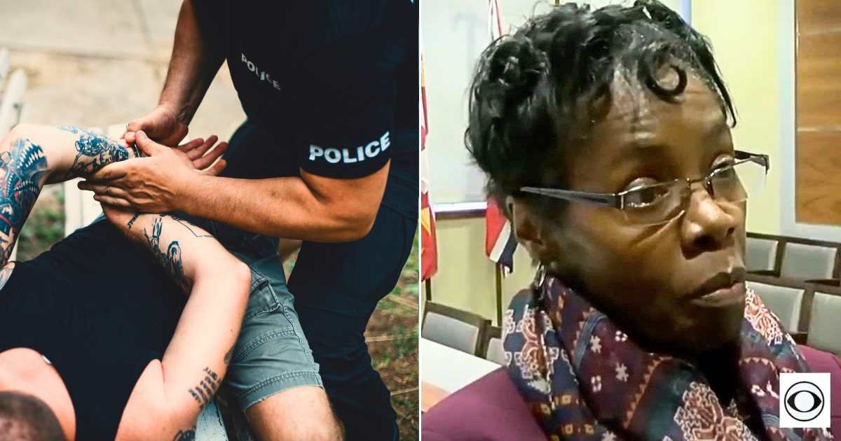 (L) A police officer trying to capture a suspect on the road; (R) The woman giving an interview. (Representative Cover Image Source: (L) Getty Images| Lajst; (R) YouTube | CBS News)