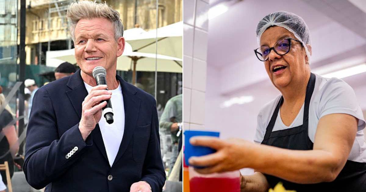 (L) Gordon Ramsay in London on July 09, 2025, in London, England. (R) A lunch lady serving food. Representative Cover Image Source: Getty Images for BERO | Jeff Spicer; Getty 