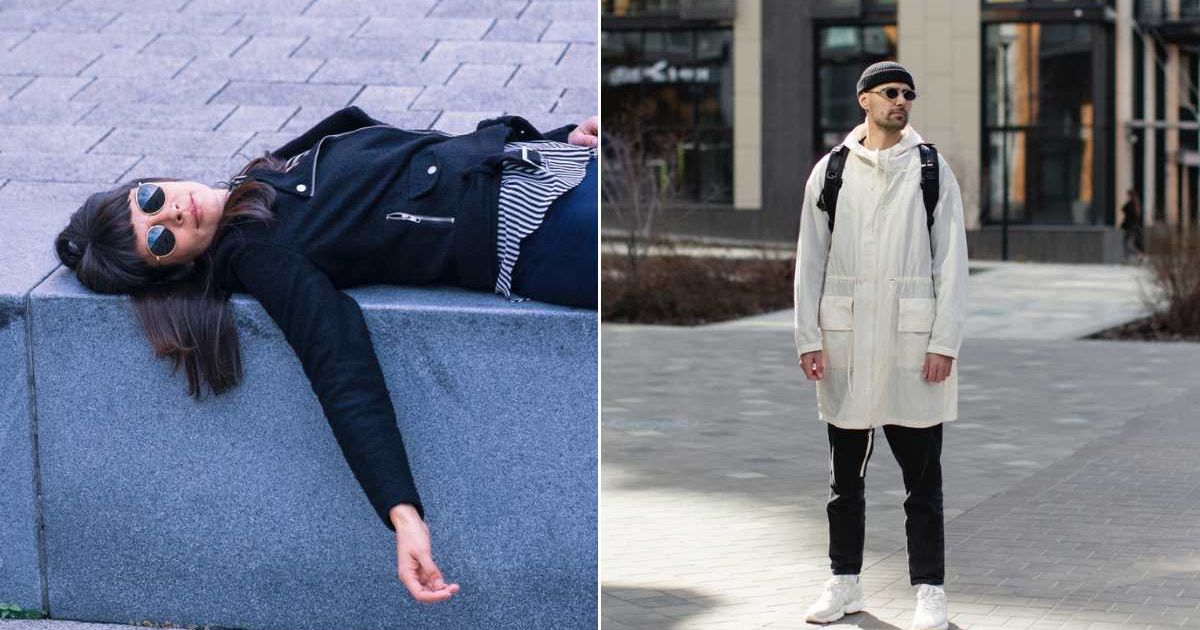 (L) Collapsed woman near a road. (R) Man on a sidewalk looking ahead. Representative Cover Image Source: Getty Images | Westend61; Victor Dyomin