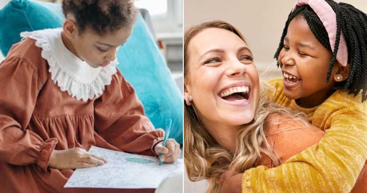 (L) Girl at kindergarten. (R) Mom and daughter smiling at each other. Representative Cover Image Source: Pexels | Anastasia Shuraeva; Getty Images | Jacob Wackerhausen