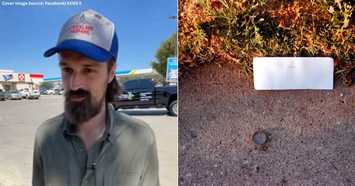 (L) Shawn Davis speaks in interview. (Cover Image Source: Facebook| KENS 5), (R) Sheet of paper lying in corner of street. (Representative Cover Image Source: Unsplash| Sasha Matveeva)