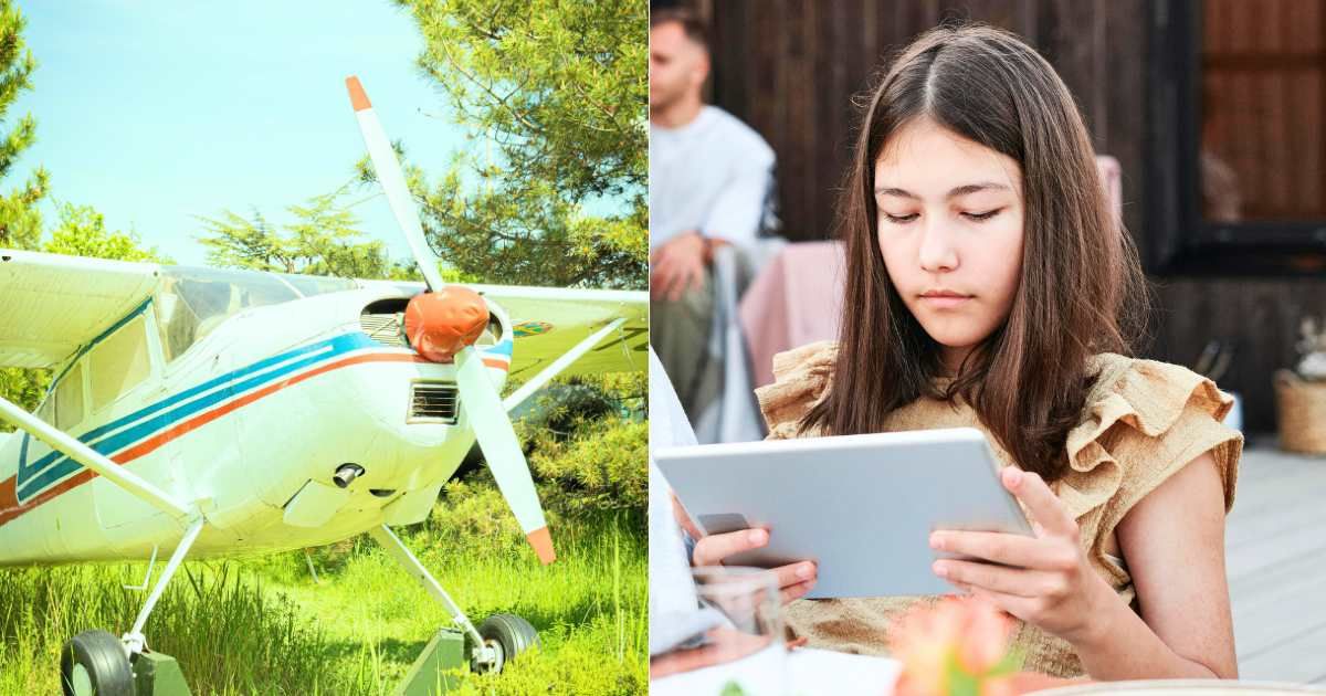 (L) Single-engine plane on ground. (Representative Cover Image Source: Pexels|  konat umut budak), (R) Teenage girl engrossed in iPad. (Representative Cover Image Source: Pexels| Julia M Cameron)