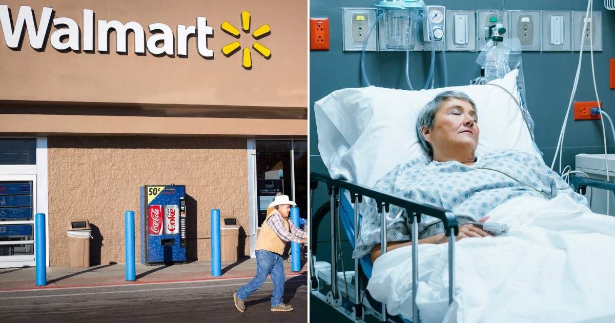 (L) A Walmart storefront. (R) An old woman at the hospital. Representative Cover Image Source: Getty Images | Jann Huizenga; FS Productions