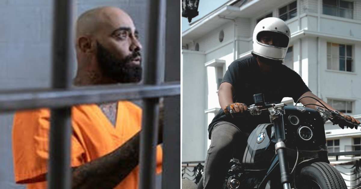 (L) Man inside a prison. (R) Man riding a motorcycle. Representative Cover Image Source: Pexels | RDNE Stock project; Labskiii