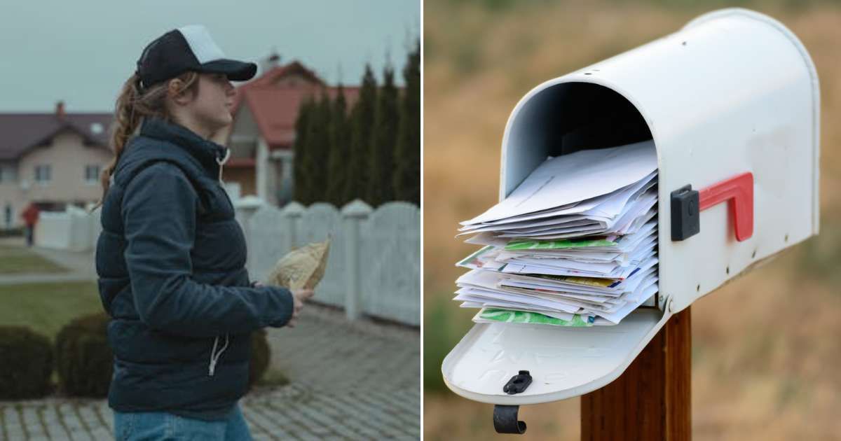 (L) A postal worker delivering mail. (R) An overflowing mailbox. Representative Cover Image Source: Pexels | Tima Miroshnichenko; Getty Images | Harpazo Hope
