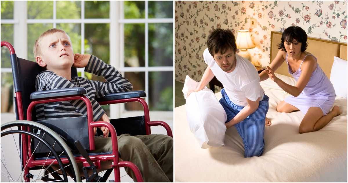 (L) A boy in a wheelchair cocking his ear; (R) Couple getting out of bed scared. (Representative Cover Image Source: Getty Images | Photo by (L) RapidEye; (R) Williams+Hirakawa)
