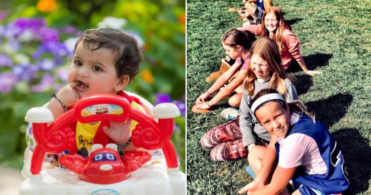 (L) Girl inside a walker. (R) Kids playing at a park. Representative Cover Image Source: Pexels | Prisha Gautam; Anny Patterson