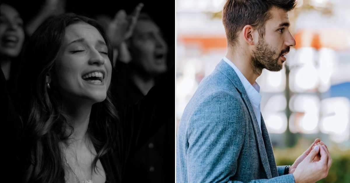 (L) A woman in the audience singing. (R) A man confronting someone. Representative Cover Image Source: Pexels | André de La Calle Braga; Getty Images | Real People Group