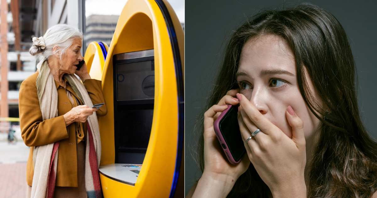(L) Elderly woman using the ATM and speaking on phone. (Representative Cover Image Source: Getty Images| Rg Studio), (R) Worried woman speaking on phone. (Representative Cover Image Source: Pexels| Ketut Subiyanto)
