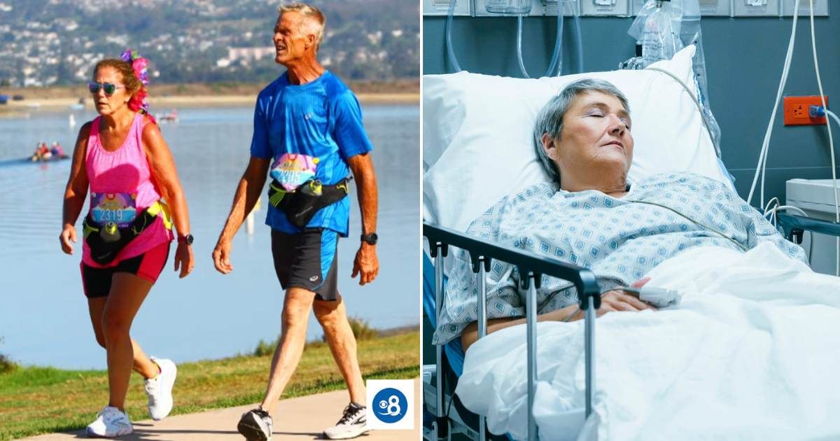 (L) The woman at the finish line. (R) Old woman at the hospital. Representative Cover Image Source: YouTube | CBS 8 San Diego; Getty Images | FS Productions