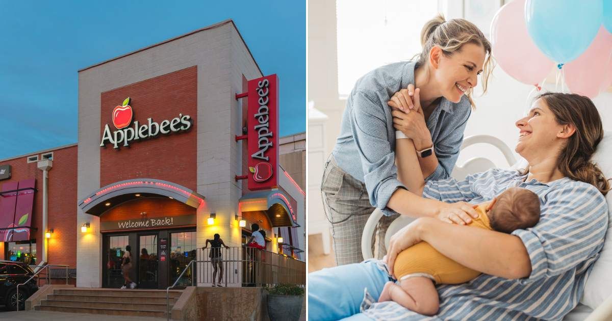 (L) The facade of an Applebee's. (R) Woman with new mom at hospital. Representative Cover Image Source: Getty Images | M. Suhail; svetikd