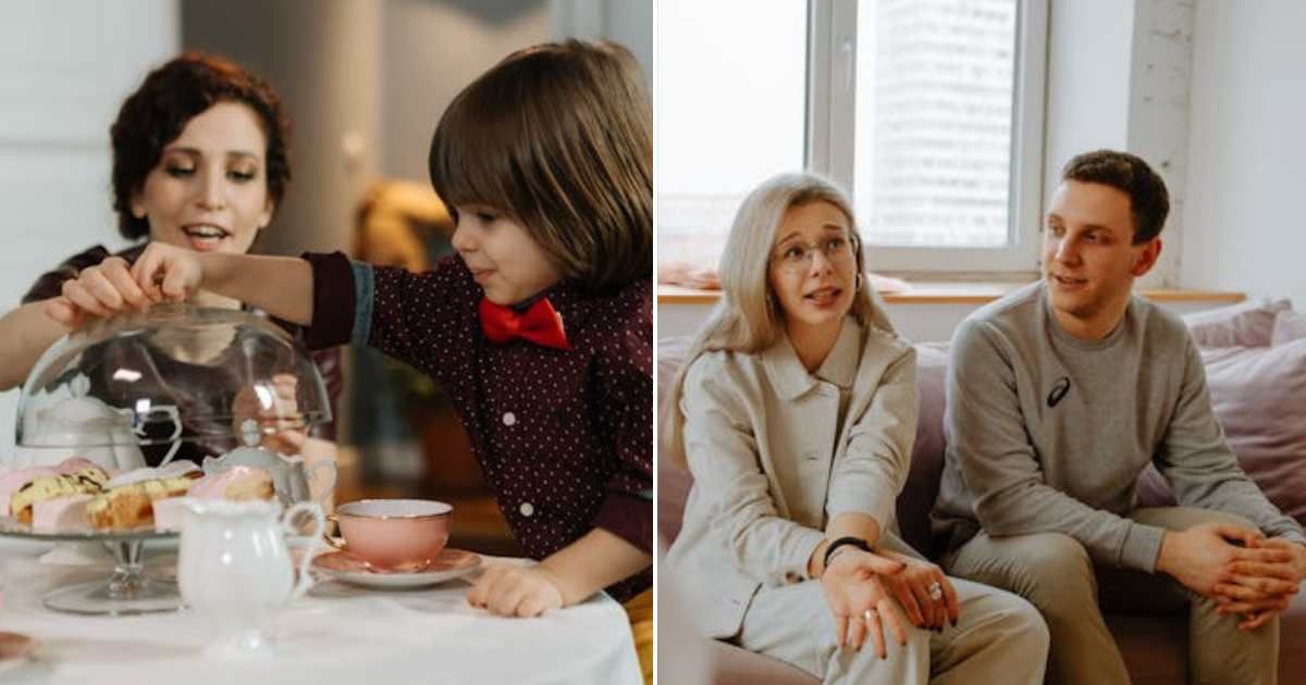 (L) Babysitter with a kid. (R) Couple talking to someone. Representative Cover Image Source: Pexels | cottonbro studio; Polina Zimmerman