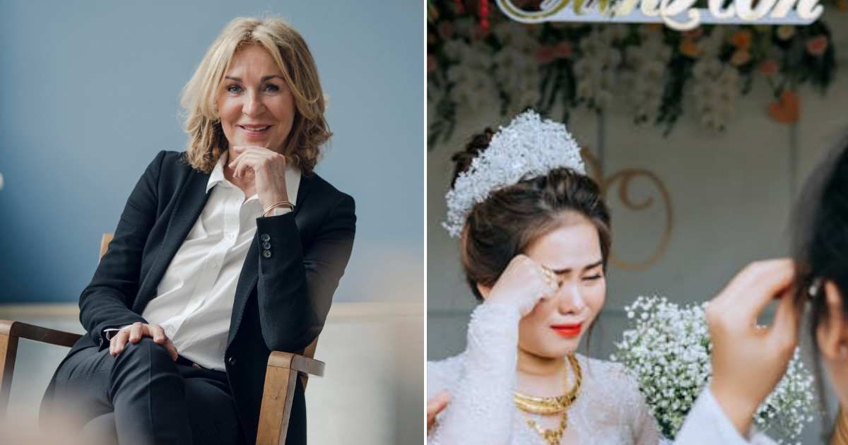 (L) Woman wearing a pant suit. (R) Bride in tears during a ceremony. Representative Cover Image Source: Getty Images | Westend61; Pexels | Trung Nguyen