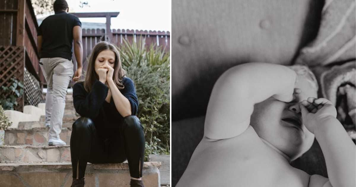 (L) A couple looking distressed. (R) A crying baby. Representative Cover Image Source: Pexels | RDNE Stock project; Karola G 
