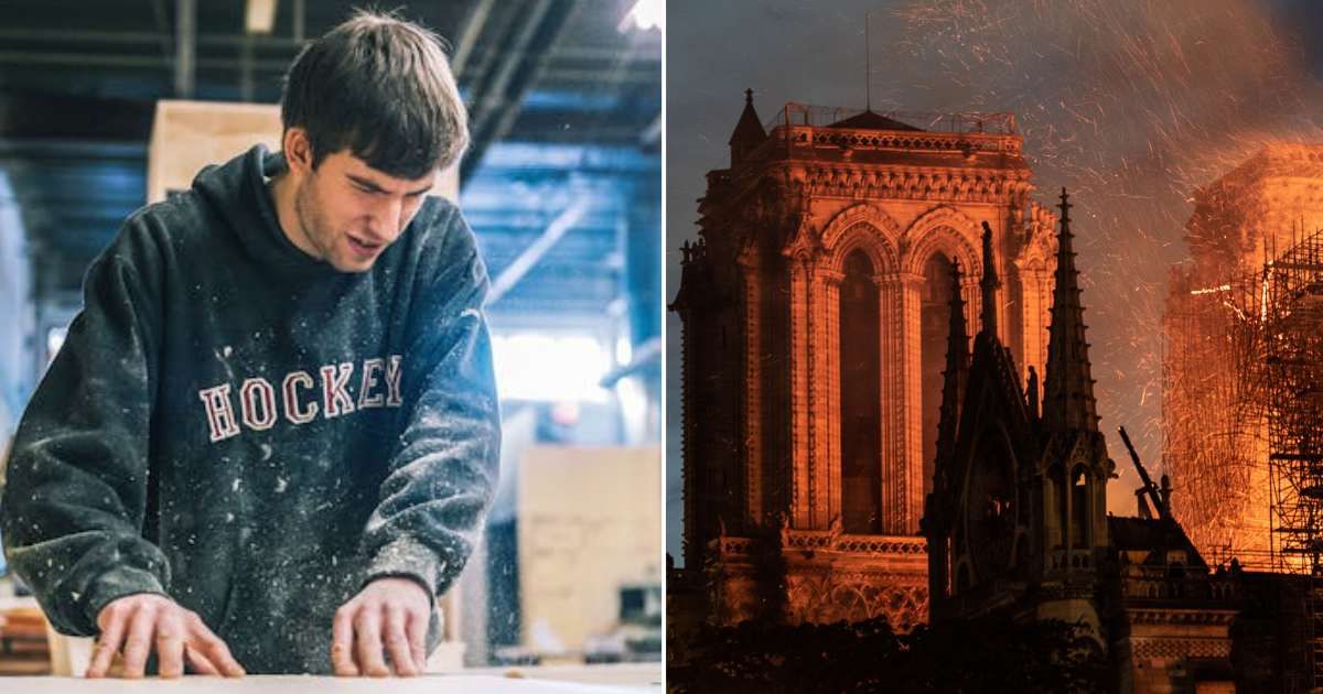 (L) A carpenter at work (Representative Cover Image Source: Pexels | Harrison Haines); (R) Notre Dame Cathedral is on fire. (Representative Cover Image Source: Getty Images | Fabien Lemon)