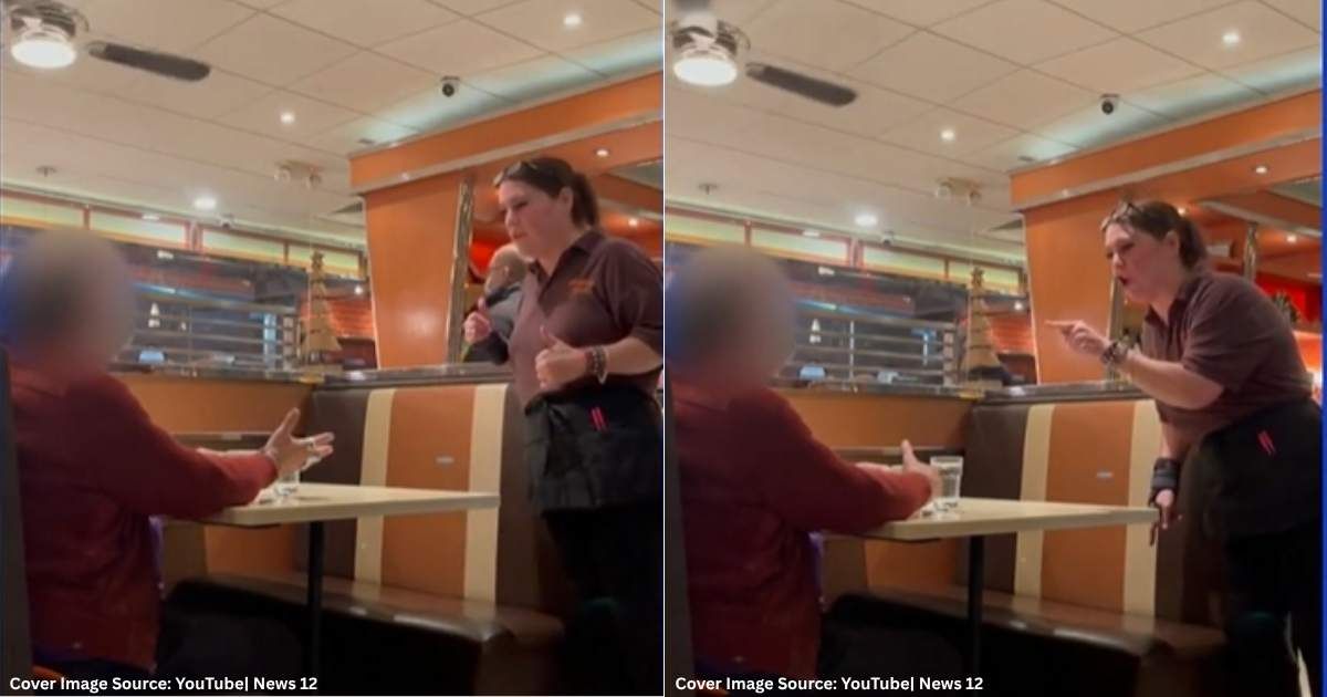(L - R) Long Island’s Massapequa Diner waitress Sondra Albert sets rude customer straight in bold confrontation. (Cover Image Source: YouTube| News 12)