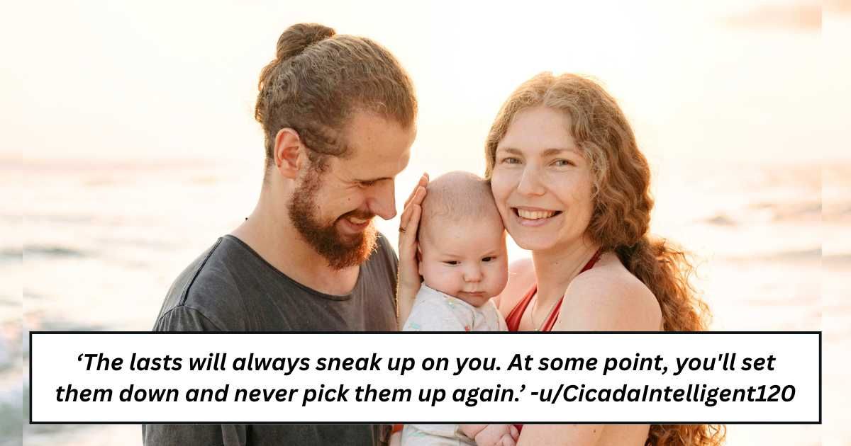 Parents hold toddler and smile candidly. (Representative Cover Image Source: Pexels| Yan Krukau), Quote: Reddit|u/CicadaIntelligent120