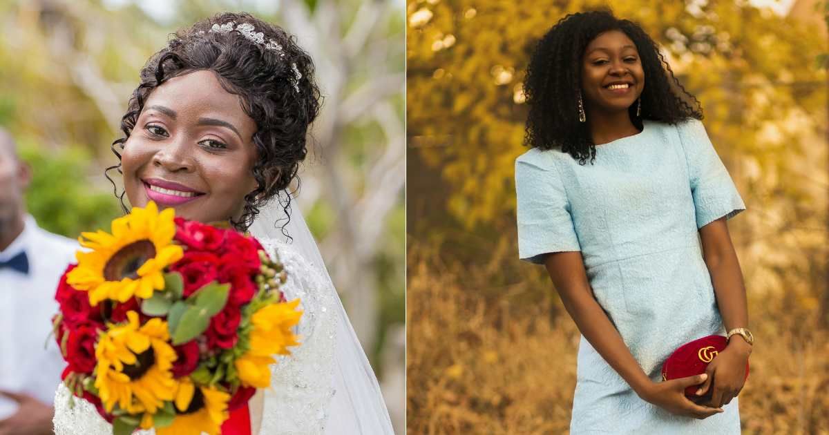 (L) Bride holding out bouquet in excitement. (Representative Cover Image Source: Pexels| Photo by Edson Habacuc Rafael), (R) Woman dressed for formal occasion smiling. (Representative Cover Image Source: Pexels| Godisable Jacob)