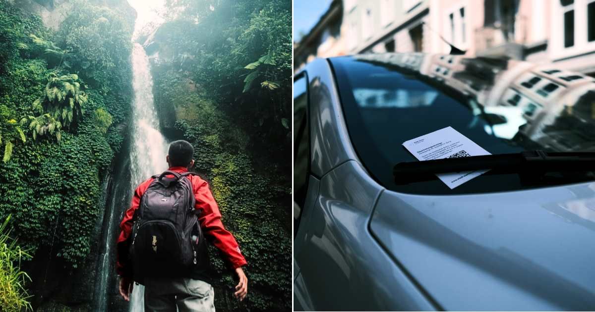 (L) Man looking at powerful waterfall at huge height. (Representative Cover Image Source: Pexels| Dee Onederer), (R) Note left on car windshield. (Representative Cover Image Source: Unsplash| Caludio Schwarz)