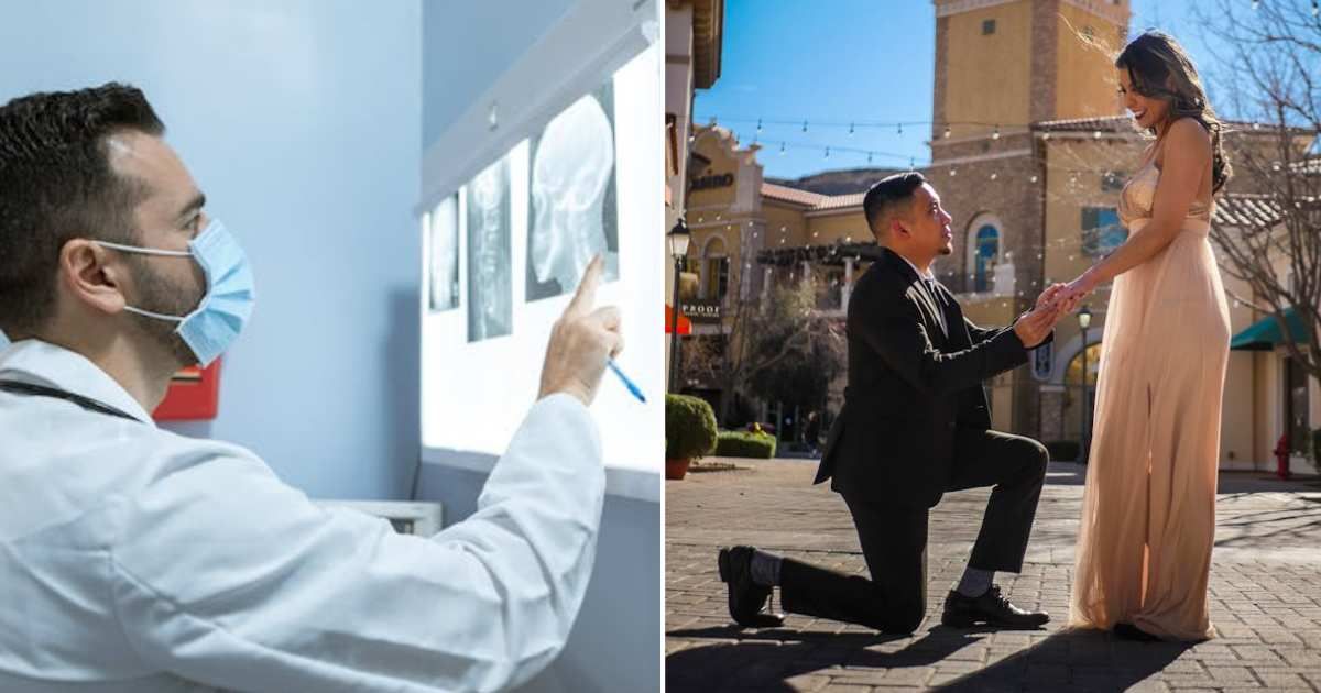 (L) Doctor looking at an MRI Scan. (R) Man proposing to his girlfriend. Representative Cover Image Source: Pexels | RDNE Stock project; Prime Cinematics