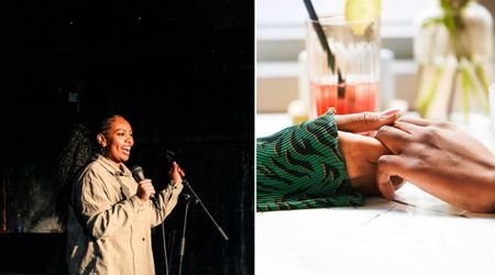 Heckler interrupts the comedian's stand-up routine, but then proceeds to ask a question that left her blushing on stage