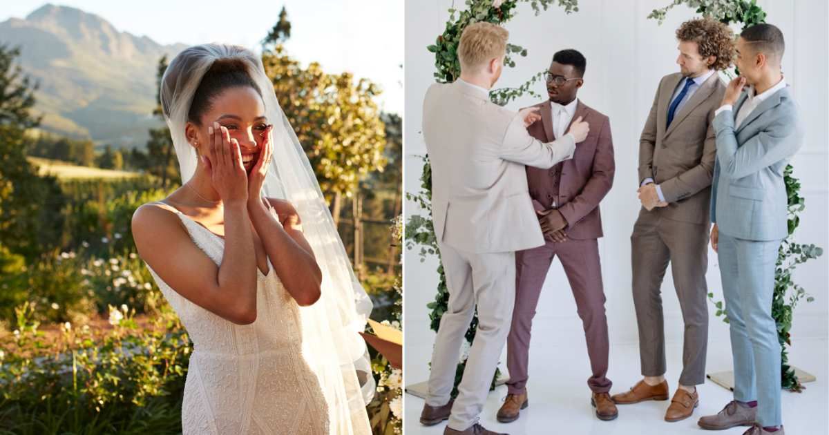 (L) Surprised bride. (Representative Cover Image Source:  Getty Images | Claus Vedfelt) (R) The groom and friends. (Representative Cover Image Source:  Getty Images | Anchiy)