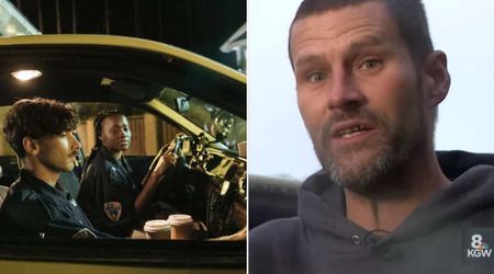 Firefighters spotted veteran with a pig and dog holding a sign — one look at the message made them hit the brakes