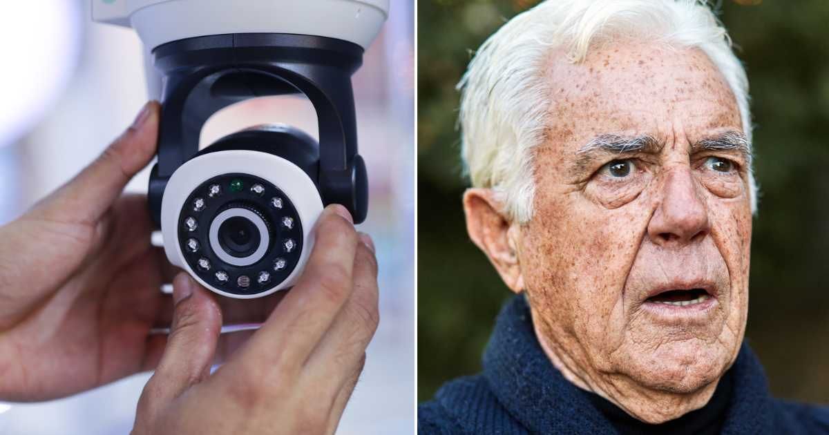 (L) Person installing a surveillance camera. (R) Old man looking scared. Representative Cover Image Source: Getty Images | Krisanapong Detraphiphat; RapidEye