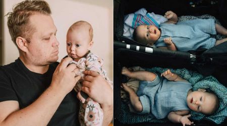 Exhausted dad was struggling to put baby to sleep — then her twin brother leaned over and did something that instantly calmed her