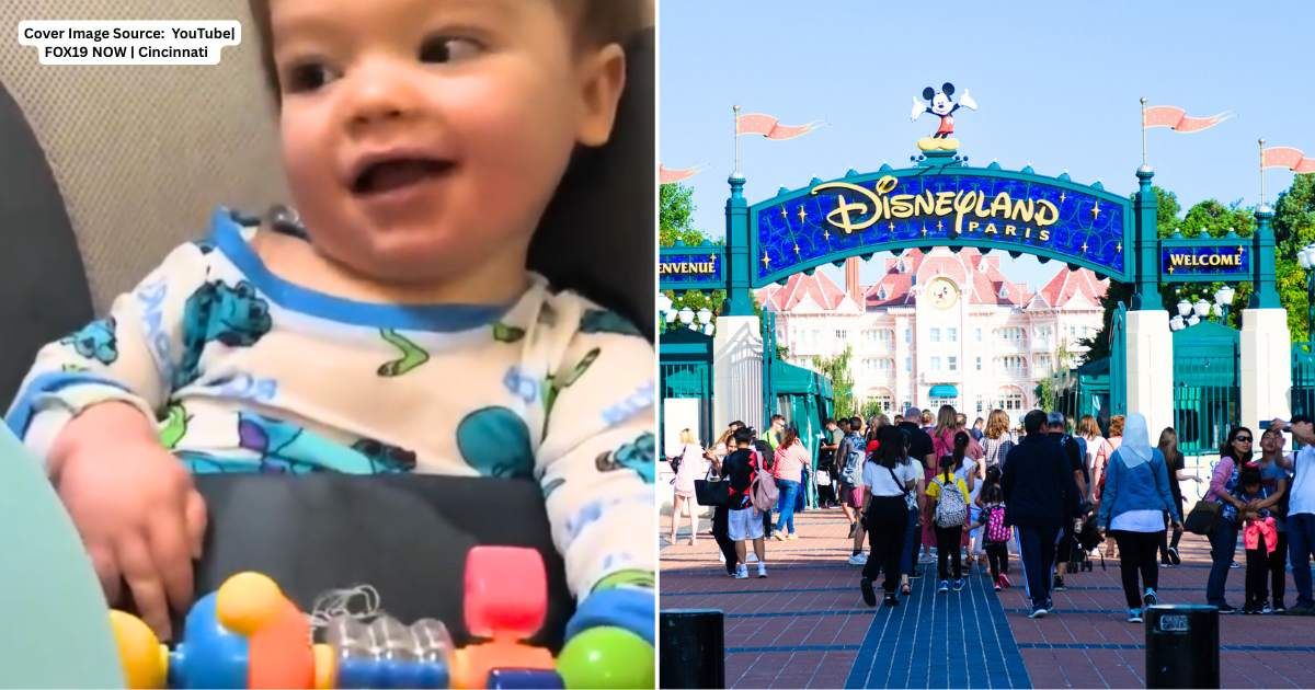 (L) 1-year-old Xaiden. Cover Image Source:  YouTube | FOX19 NOW | Cincinnati (R) An image of disneyland. Representative Cover Image Source: Getty Images | Hiraku mcfc