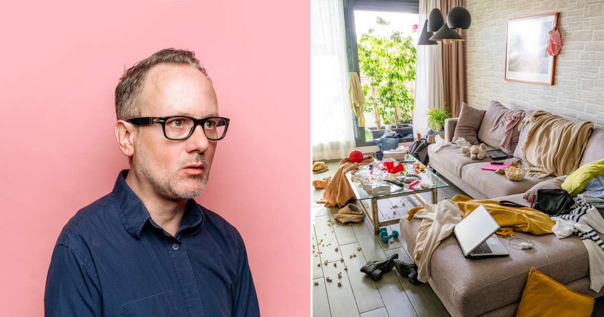 (L)  A man looking shocked. Representative Cover Image Source: Getty Images |  Ian Ross Pettigrew (R)  A picture of a messy living room. Representative Cover Image Source: Getty Images | fcafotodigital