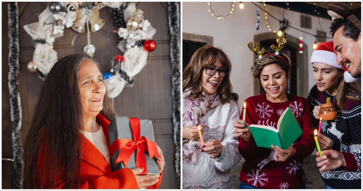(L ) An elderly woman looks joyous on a Christmas Eve; (R) A group of carol singers (Representative Cover Source: Getty Images | Photo by (L) Uma Shankar sharma ; (R) Marcos Elihu Castillo Ramirez)