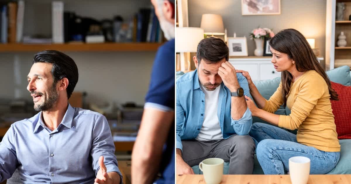 (L) A man discussing something. Representative Cover Image Source: Getty Images | Morsa Images (R) A man and woman in tension. Representative Cover Image Source: Getty Images | LordHenriVoton