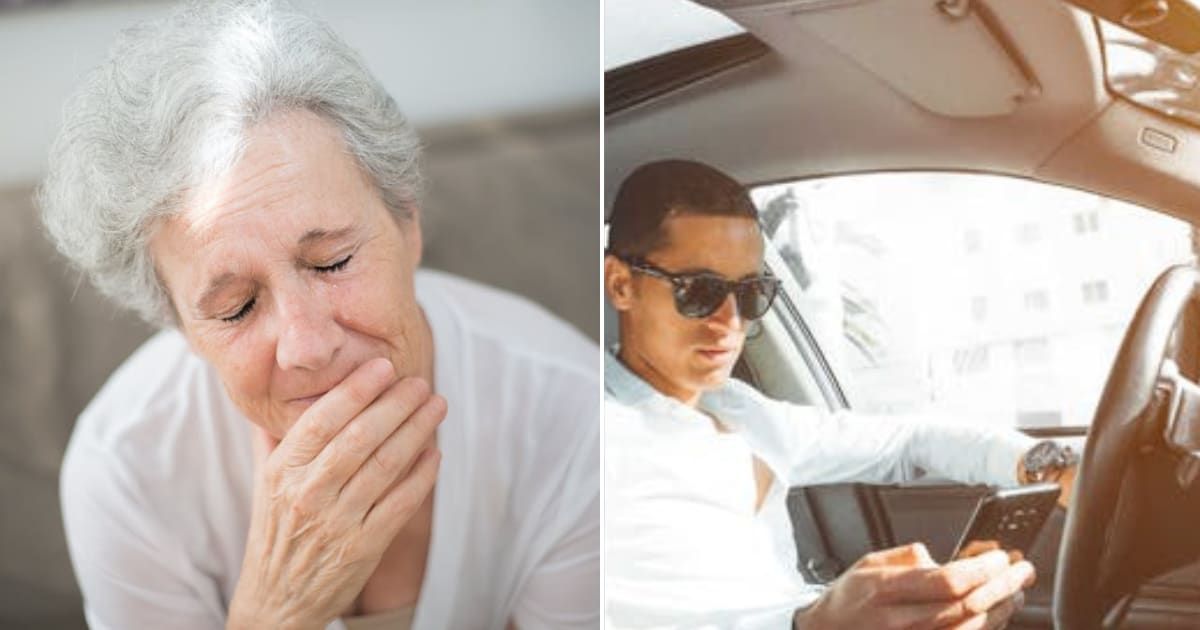 (L) Old woman in tears. (R) Man receiving a call inside a car. Representative Cover Image Source: Pexels | Kampus Production; Hassan OUAJBIR