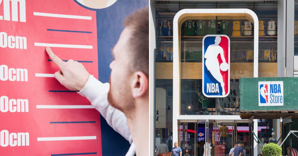 (L) Young man measured height. (R) The front of an NBA store in New York. Representative Cover Image Source: (L) Getty Images | vlada_maestro; (R) Getty Images | helen89