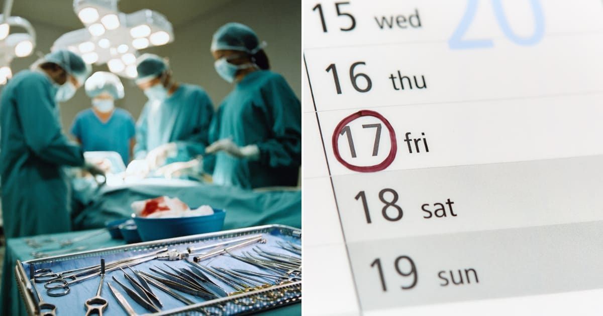 (L) Doctors performing surgery. (R) Friday ringed on calendar. (Representative Cover Image Source: Getty Images | (L) Paul Harizan; (R) RapidEye)