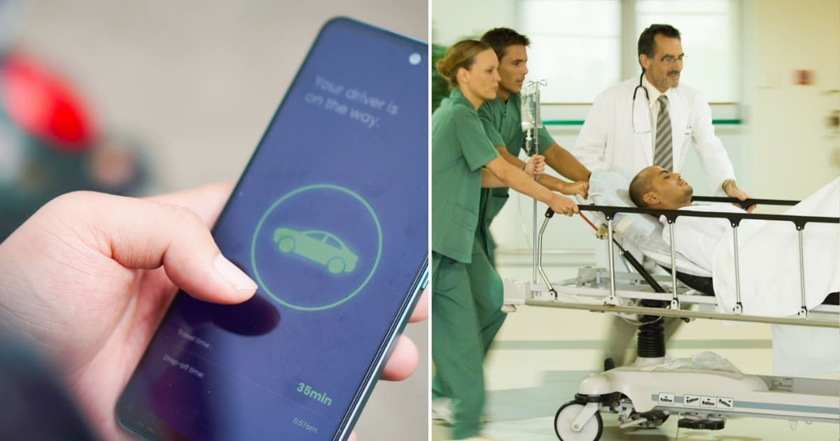 (L) A man waiting for his cab; (R) Doctors rushing a patient to the ER. (Representative Cover Image Source: Getty Images; Photo by (L) Fajrul Islam; (R) PhotoAlto/Odilon Dimier)