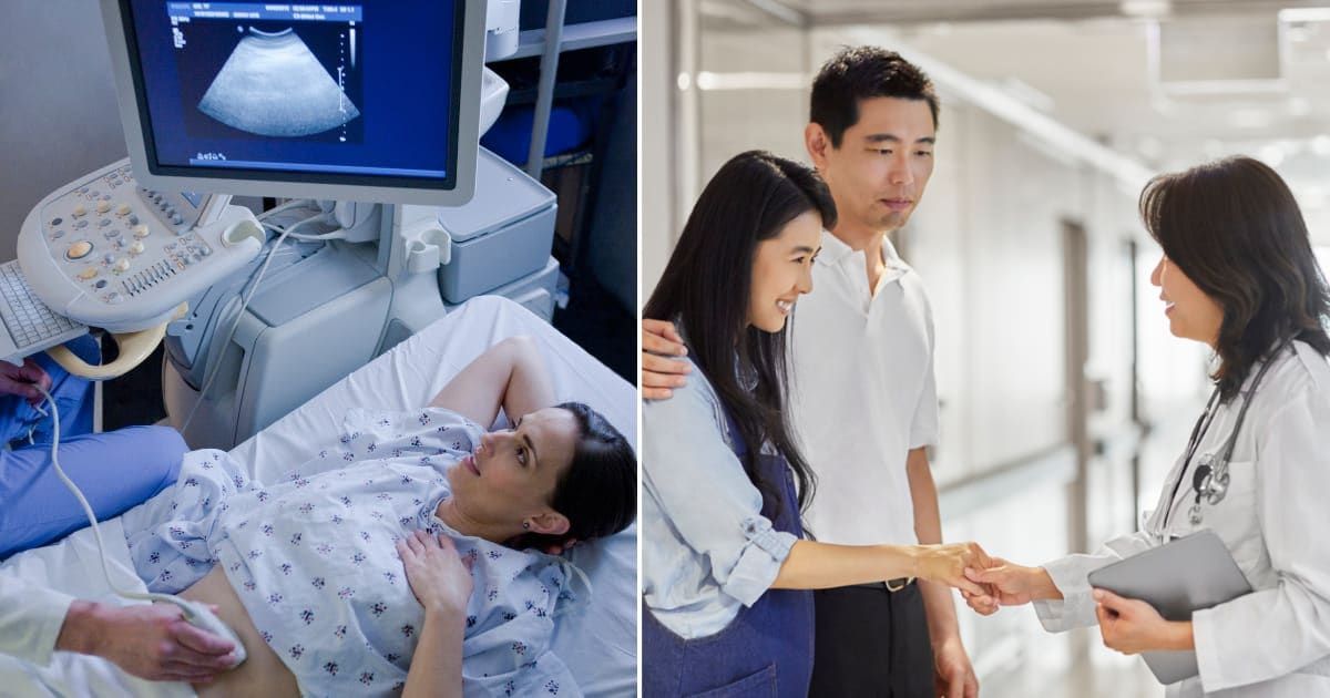 (L) Woman getting ultrasound. (R) Doctor talking to couple. (Representative Cover Image Source: Getty Images | (L) Dennis Degnan, (R) Morsa Images)