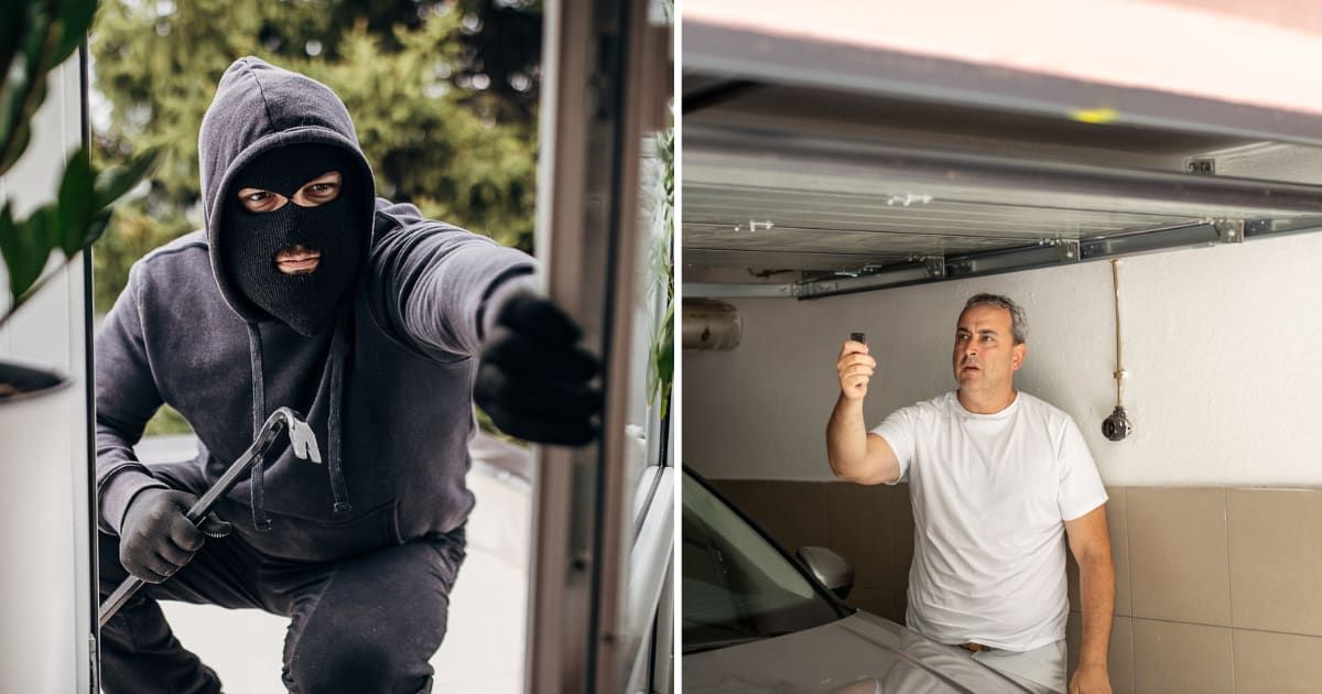 (L) A robber breaking into a house; (R) A Man closing the garage door(Representative cover image source: Getty Images | Photo by (L)	South_agency; (R) SBDIGIT)
