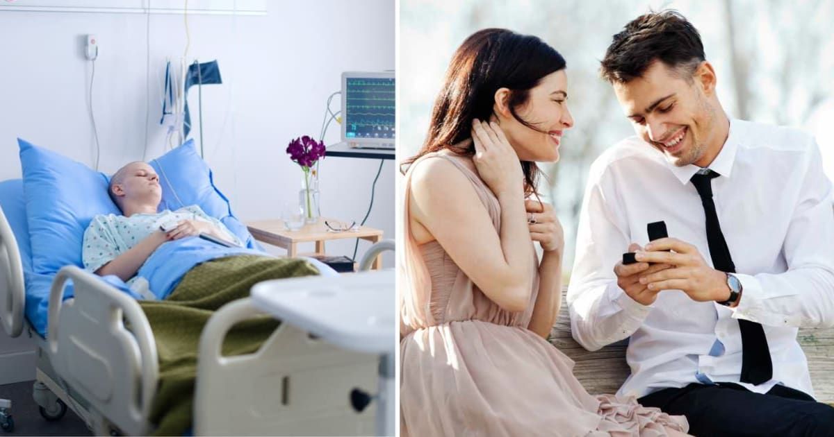 (L) A cancer patient in hospital. (R) Man proposing to woman. (Representative Cover Image Source: Getty Images | (L) Anchiy, (R) Cavan Images)