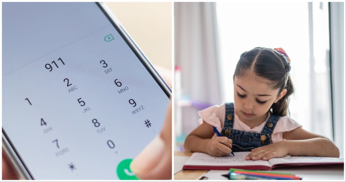 (L ) 911 being dialed on a phone ; (R) A little girl writing something on a note. (Representative Cover Source: Getty Images | Photo by (L) releon8211 ; (R) FG Trade Latin)