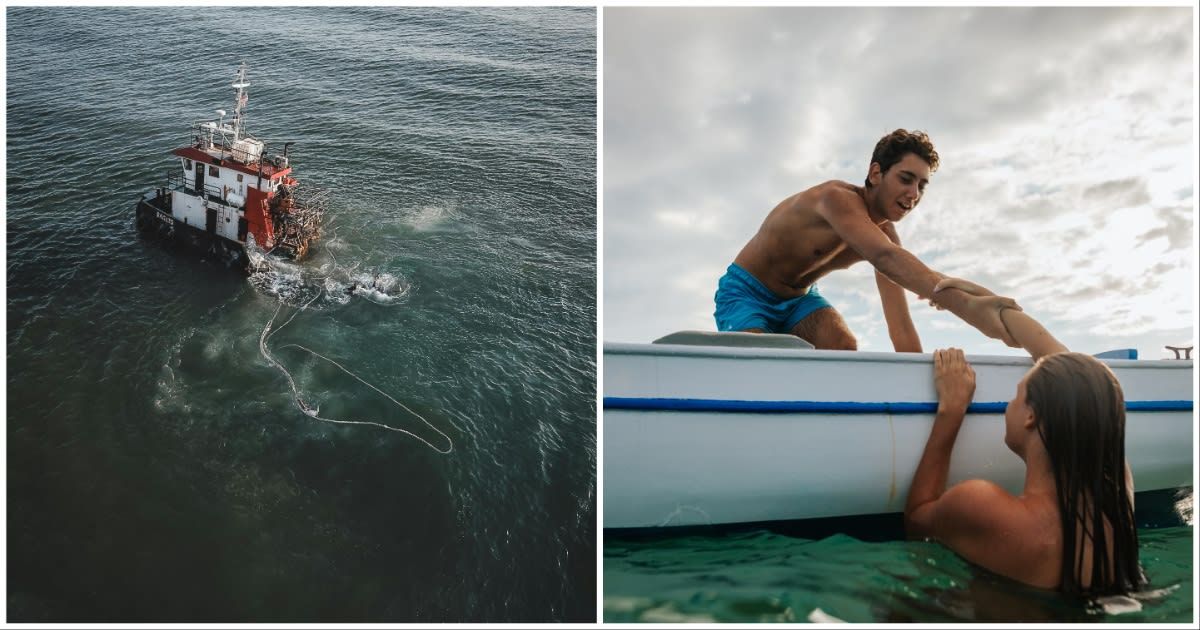 (L ) A ship sinking into the oceam floor ; (R)A man rescuing a woman to get into a boat (Representative Cover Source: (L) Pexels (R) Getty Images | Photo by (L Pok Rie ; (R) Constantinis)