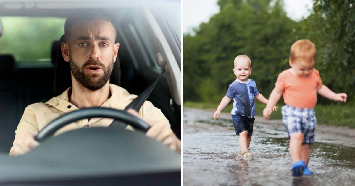 (L) A man driving; (R) Toddlers running on road (Cover image source: Getty | Photo by  (L) Mariia Vitkovska; (R) Senko Nelly)