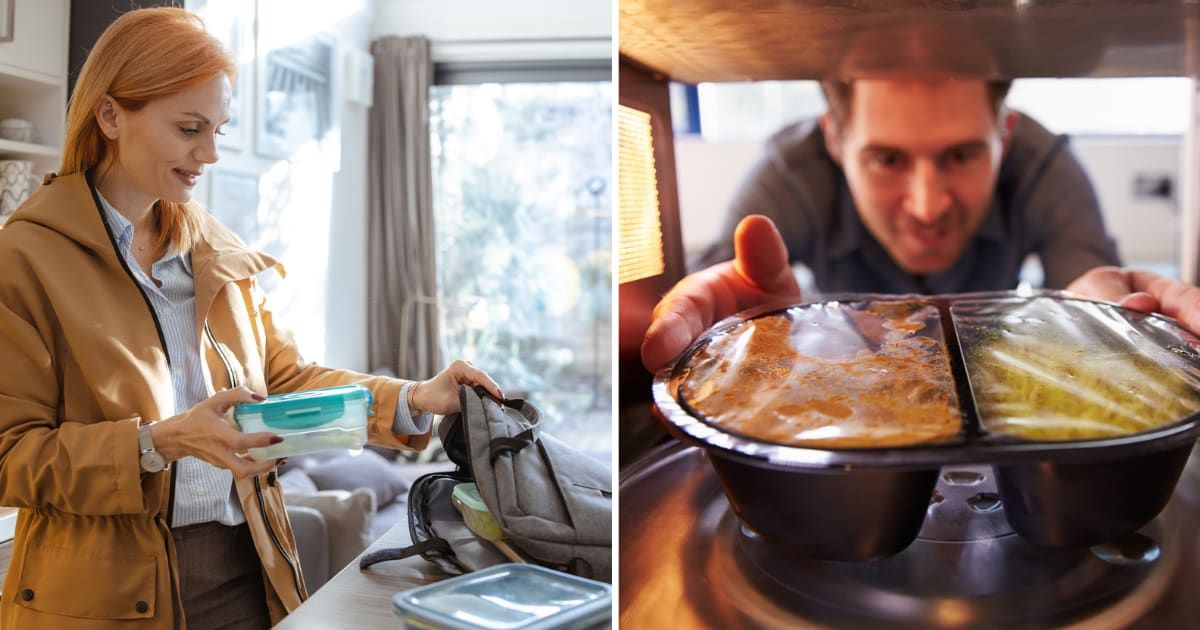 (L) A woman packing he office lunch; (R) A man taking out food from the microwave(Representative Cover image source: Getty | Photo by (L) blackCAT; (R)monkeybusinessimages)