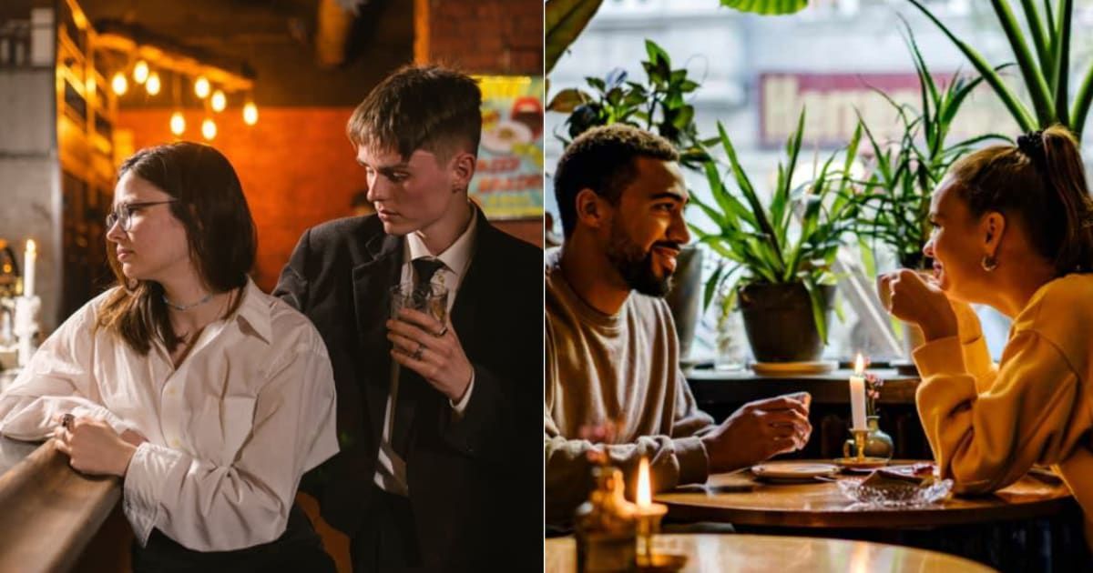 (L ) A man bothering a woman at a bar, while she ignores him ; (R) A couple on date (Representative Cover Source: Getty Images | Photo by (L) Stanislav Smoliakov ; (R) Janina Steinmetz)