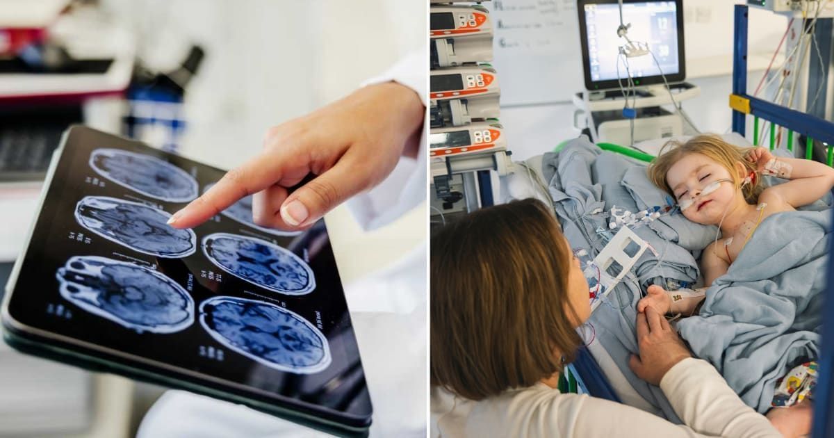 (L) Brain scan; (R) A child after surgery (Representative cover image source: Getty | Photo by (L)Tom Werner; (R) Justin Paget)
